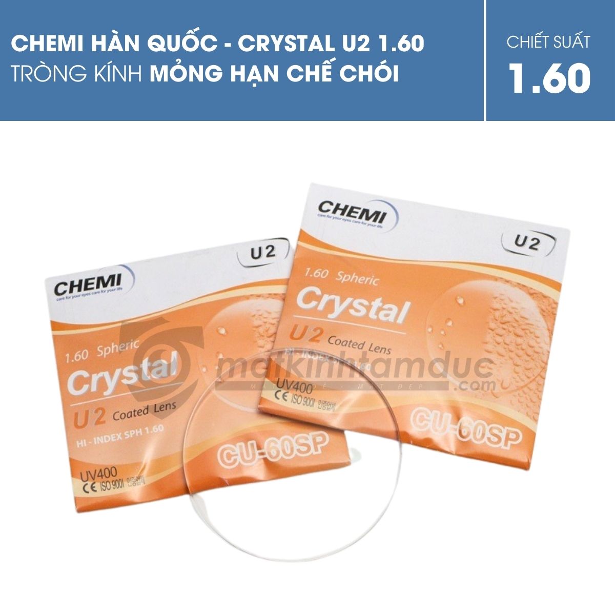 Tròng kính Chemi Crystal U2 Coated 1.60 - Ảnh 4