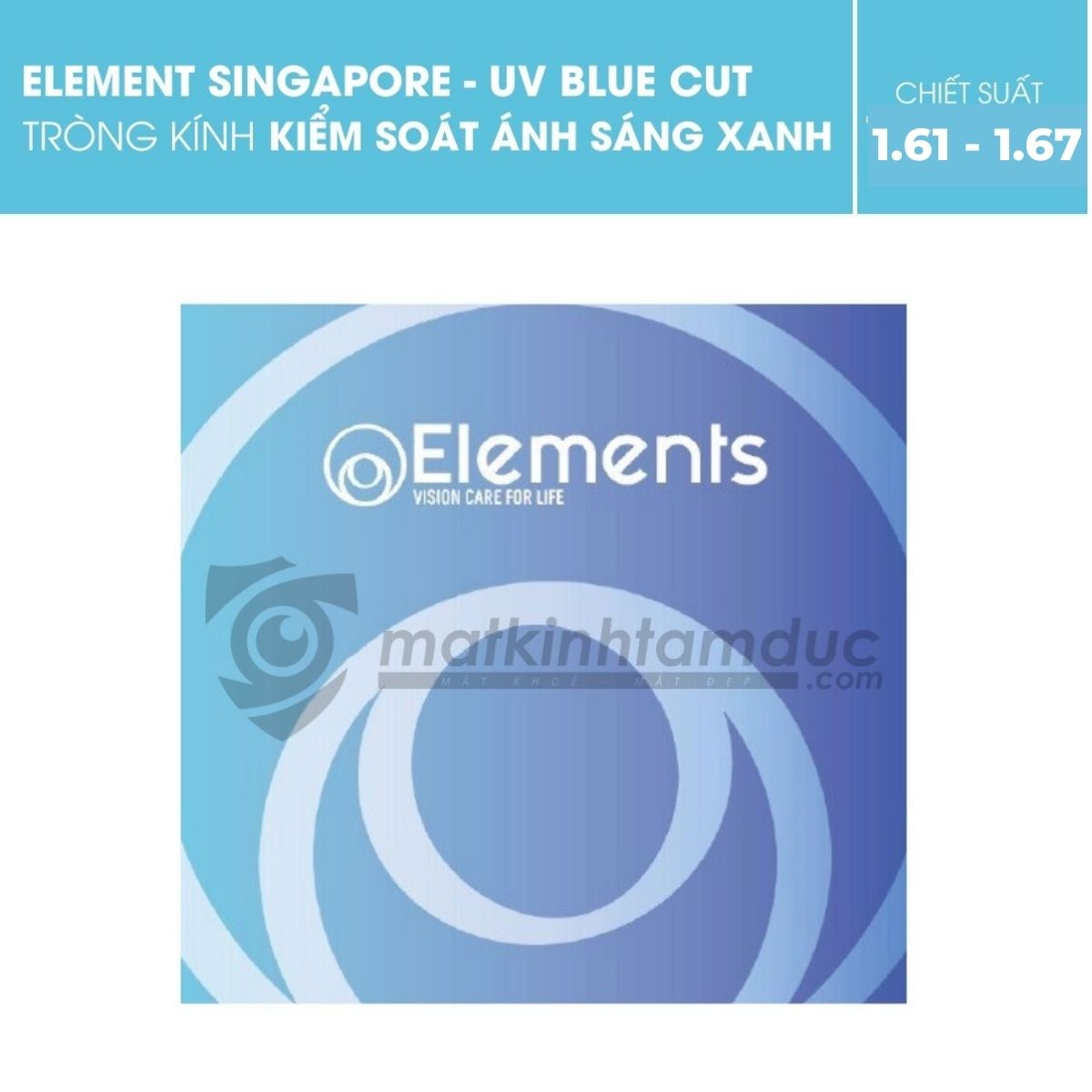 Tròng kính Elements Blue UV Cut