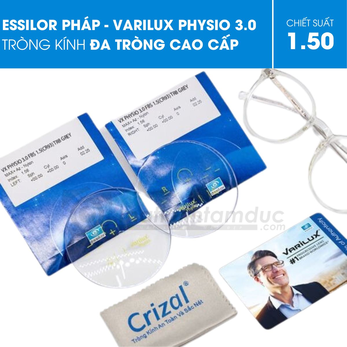 Kính đa tròng Essilor Varilux Physio 3.0 Crizal Rock