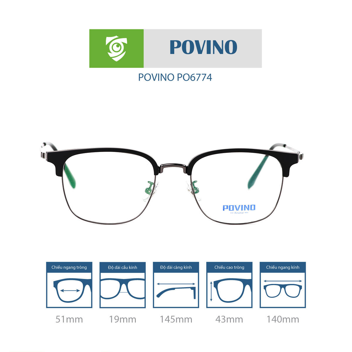 Gọng kính POVINO PO6774