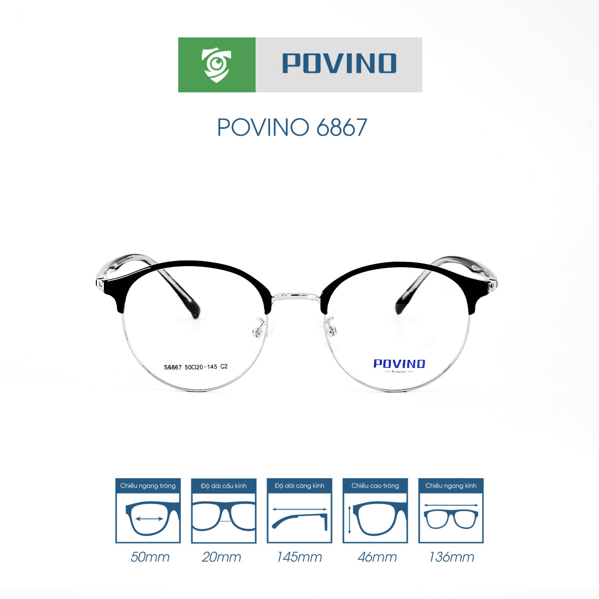 Gọng kính POVINO PO6867