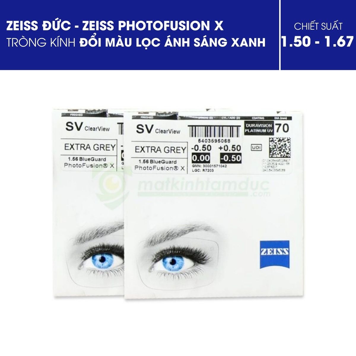 Tròng kính đổi màu Zeiss PhotoFusion X là dòng kính chống ánh sáng xanh đổi màu chất lượng, được các bác sĩ nhãn khoa khuyên dùng.