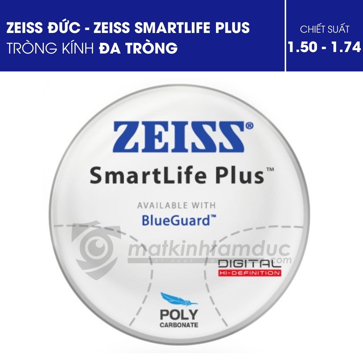 Tròng kính đa tròng ZEISS SmartLife Plus
