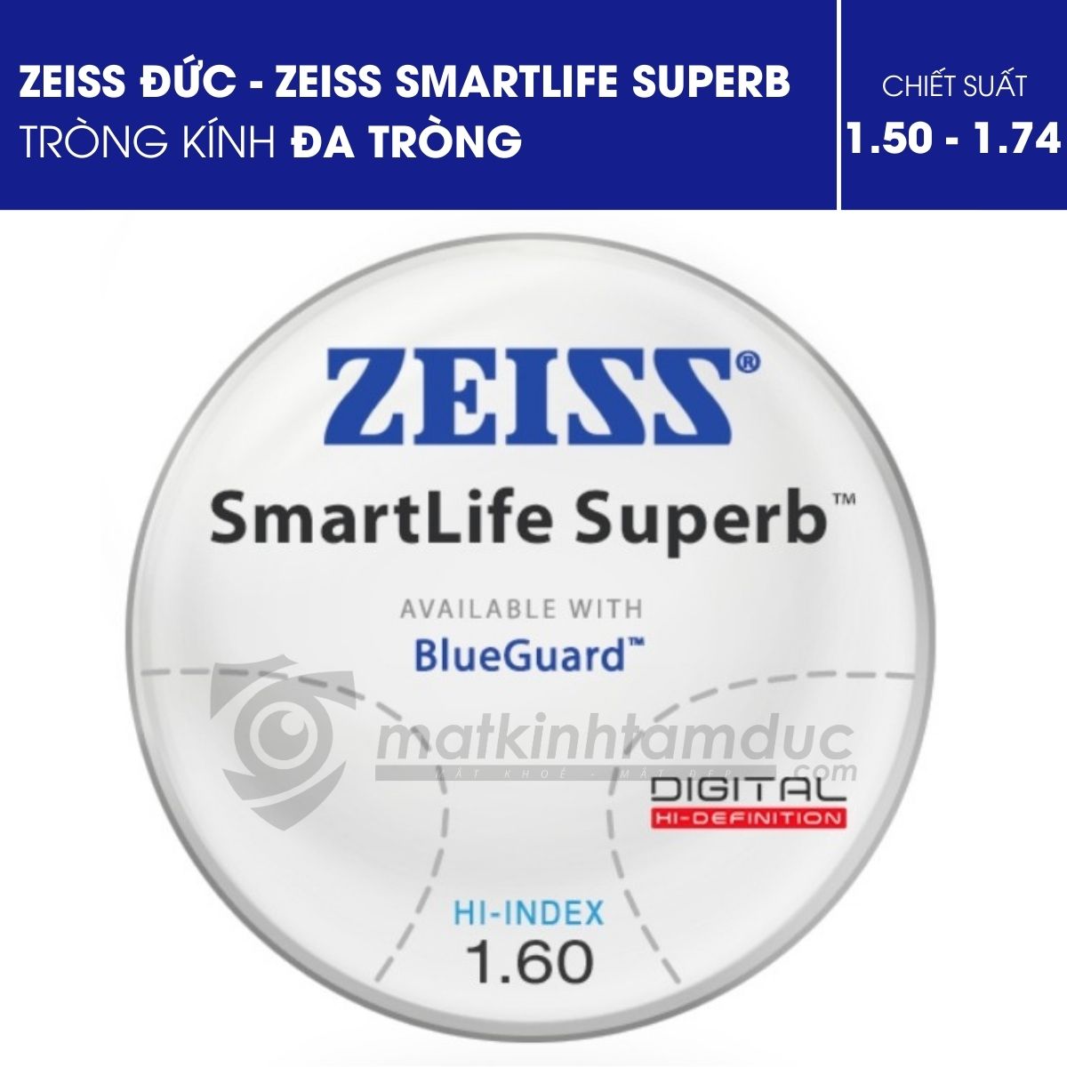 Tròng kính đa tròng ZEISS SmartLife Superb