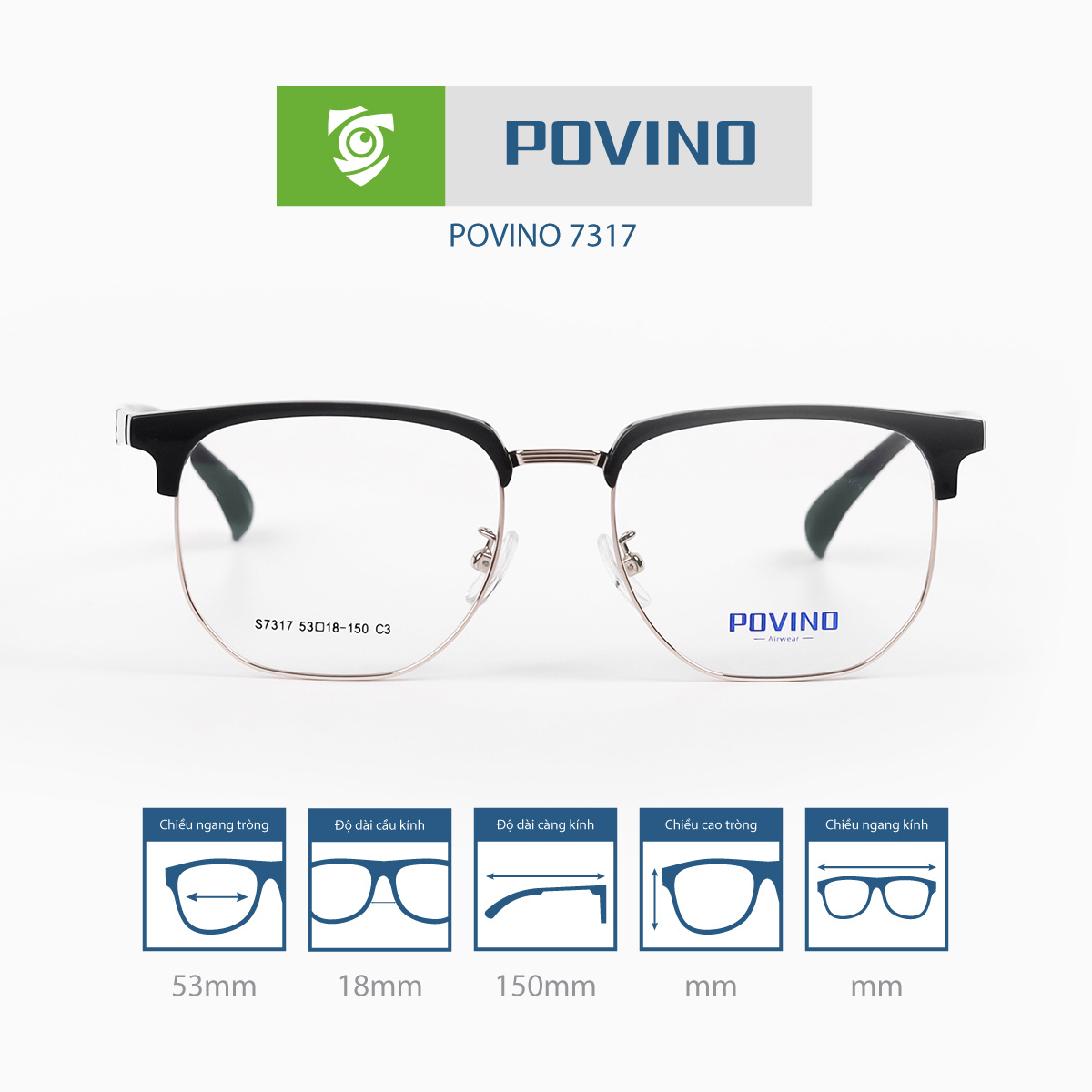 Gọng kính POVINO PO7317