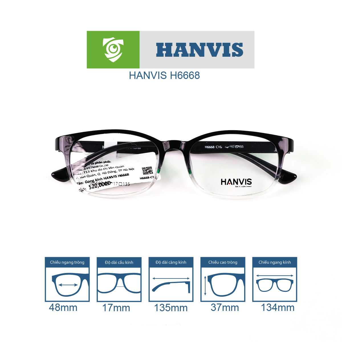 Gọng kính HANVIS H6668