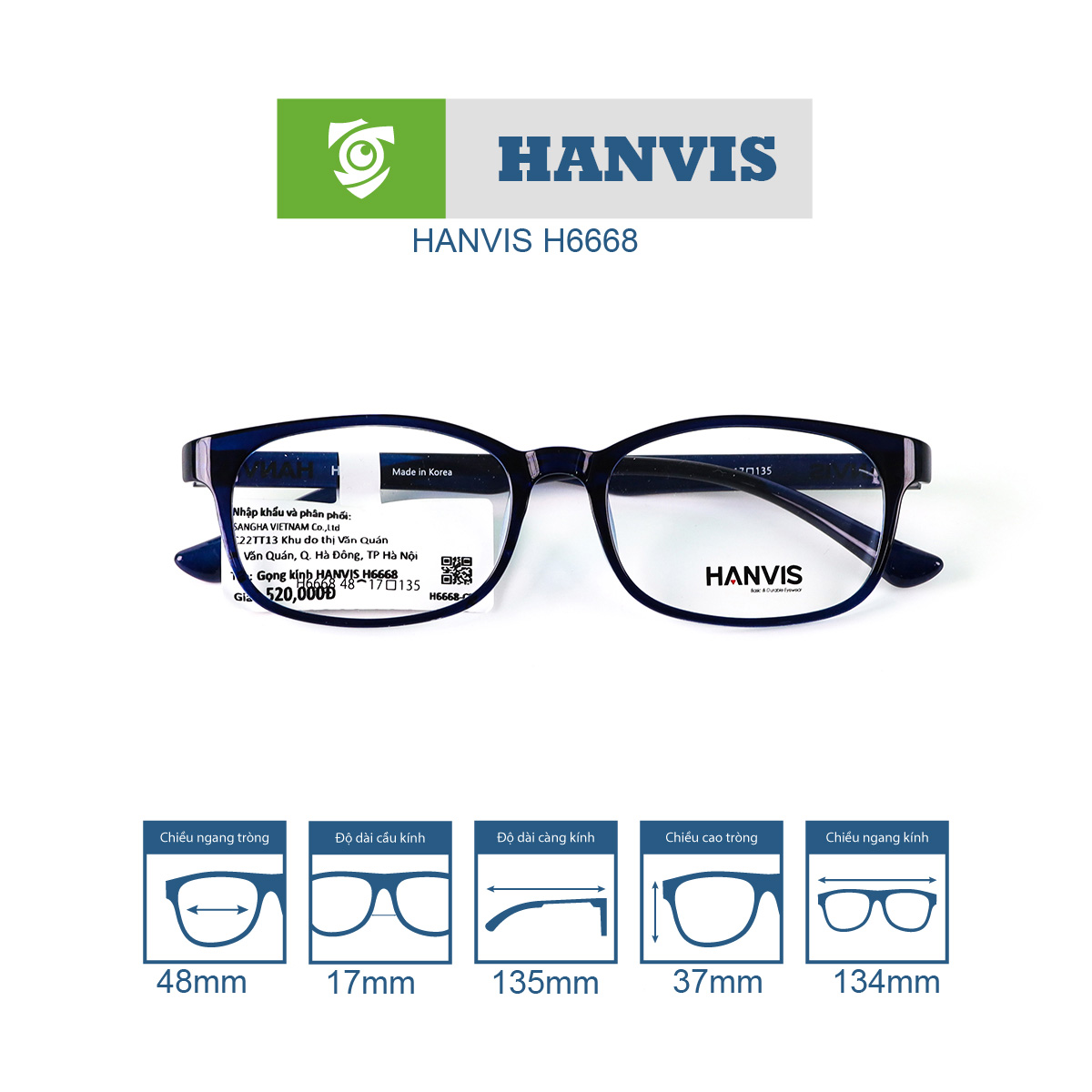 Gọng kính HANVIS H6668