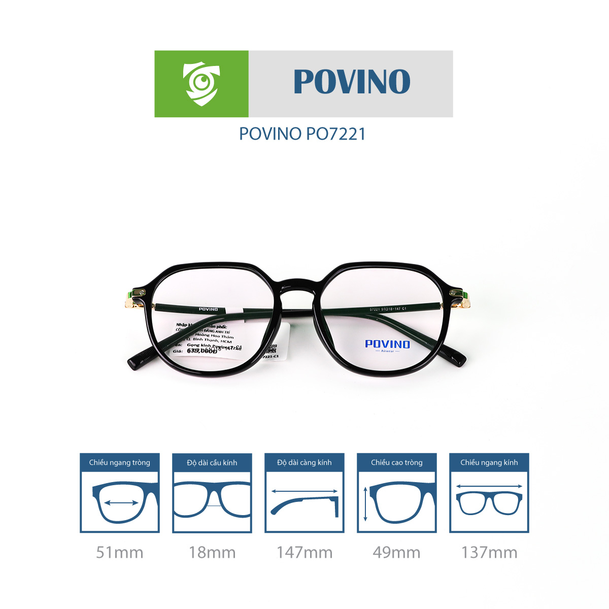 Gọng kính POVINO PO7221