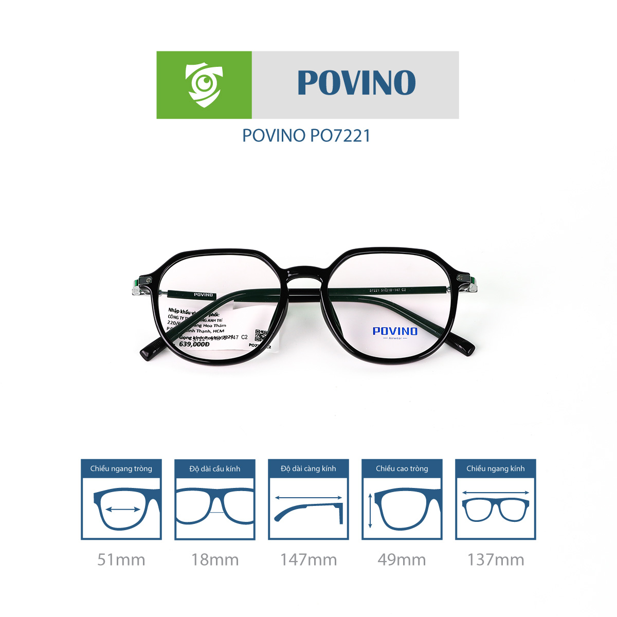 Gọng kính POVINO PO7221