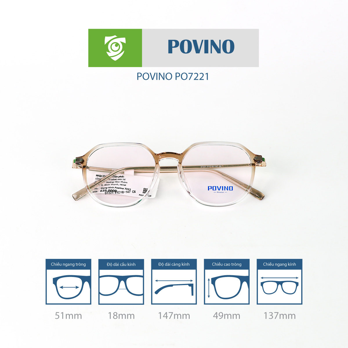 Gọng kính POVINO PO7221