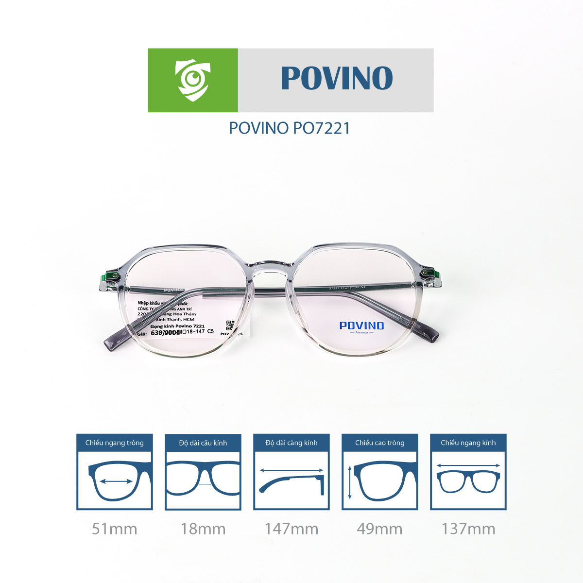 Gọng kính POVINO PO7221