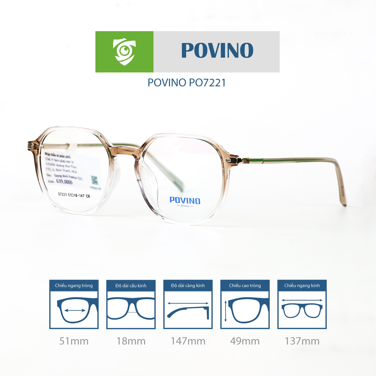 Gọng kính POVINO PO7221