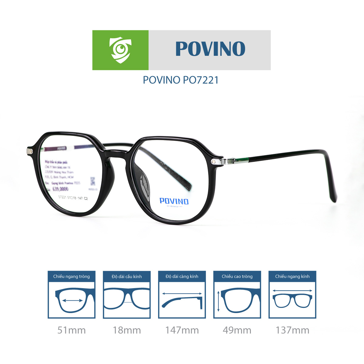 Gọng kính POVINO PO7221