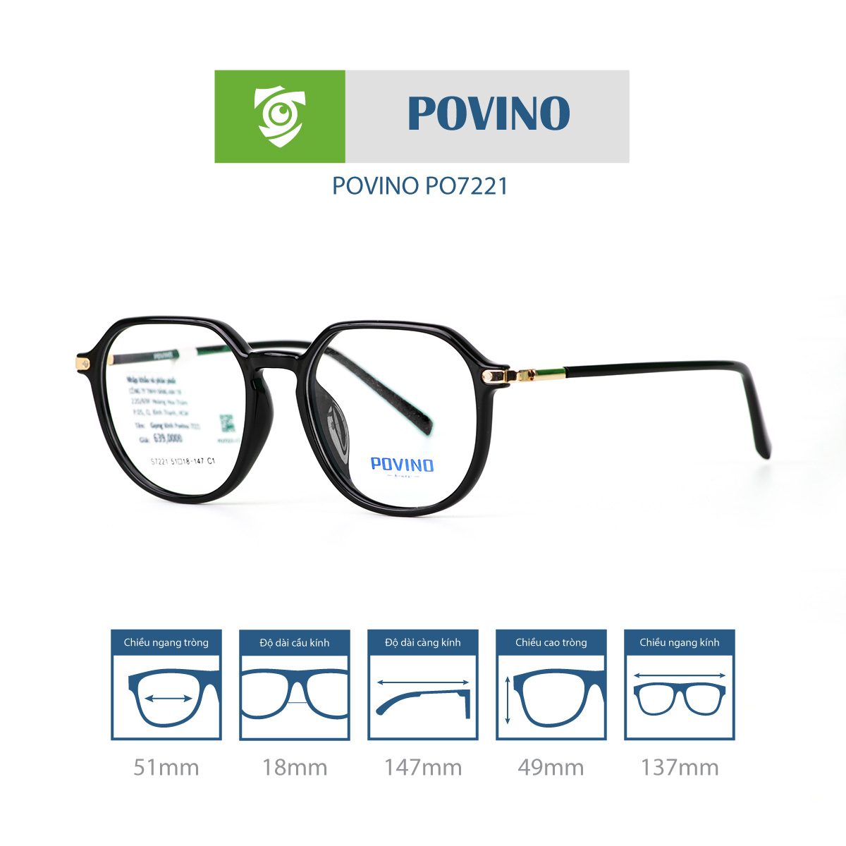 Gọng kính POVINO PO7221