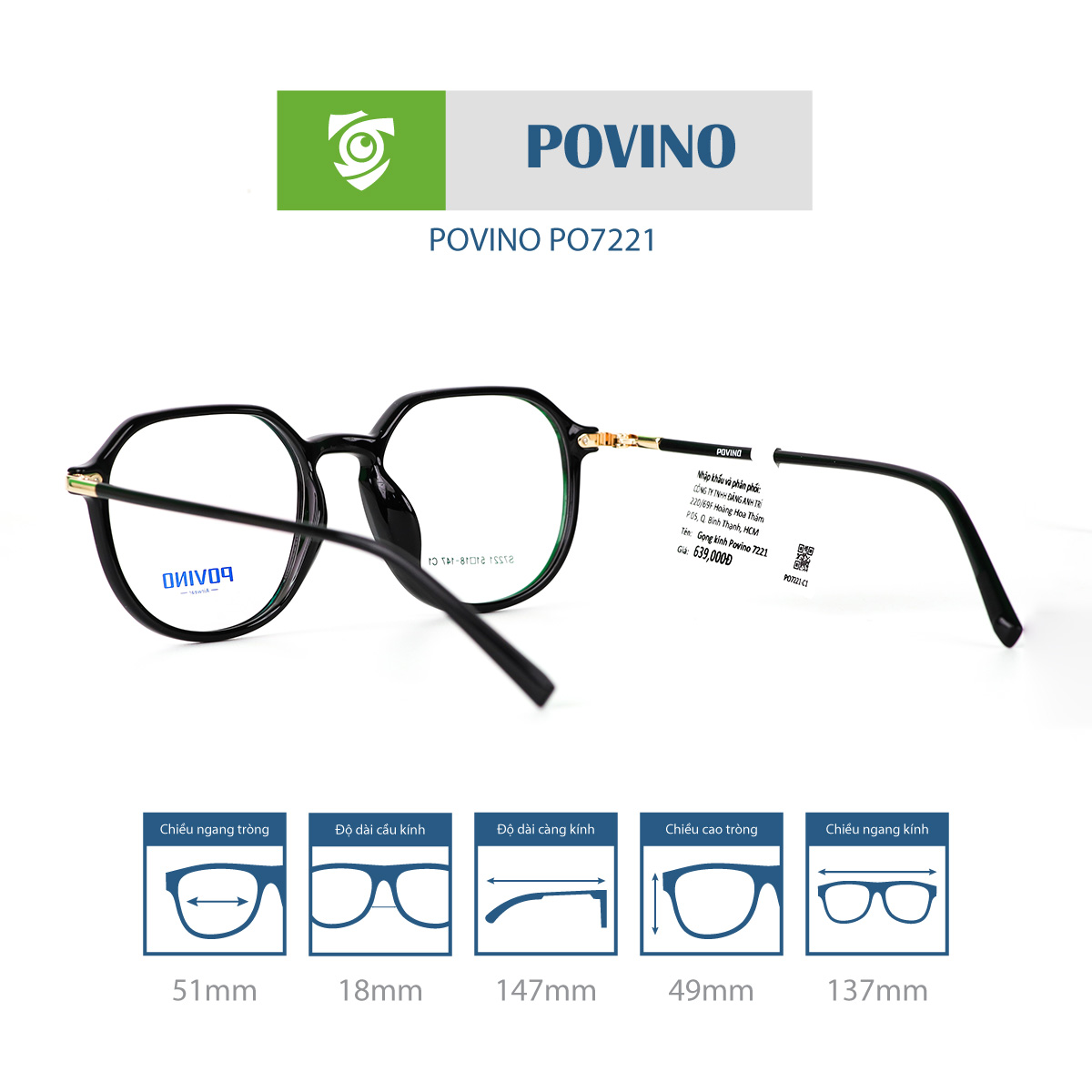 Gọng kính POVINO PO7221