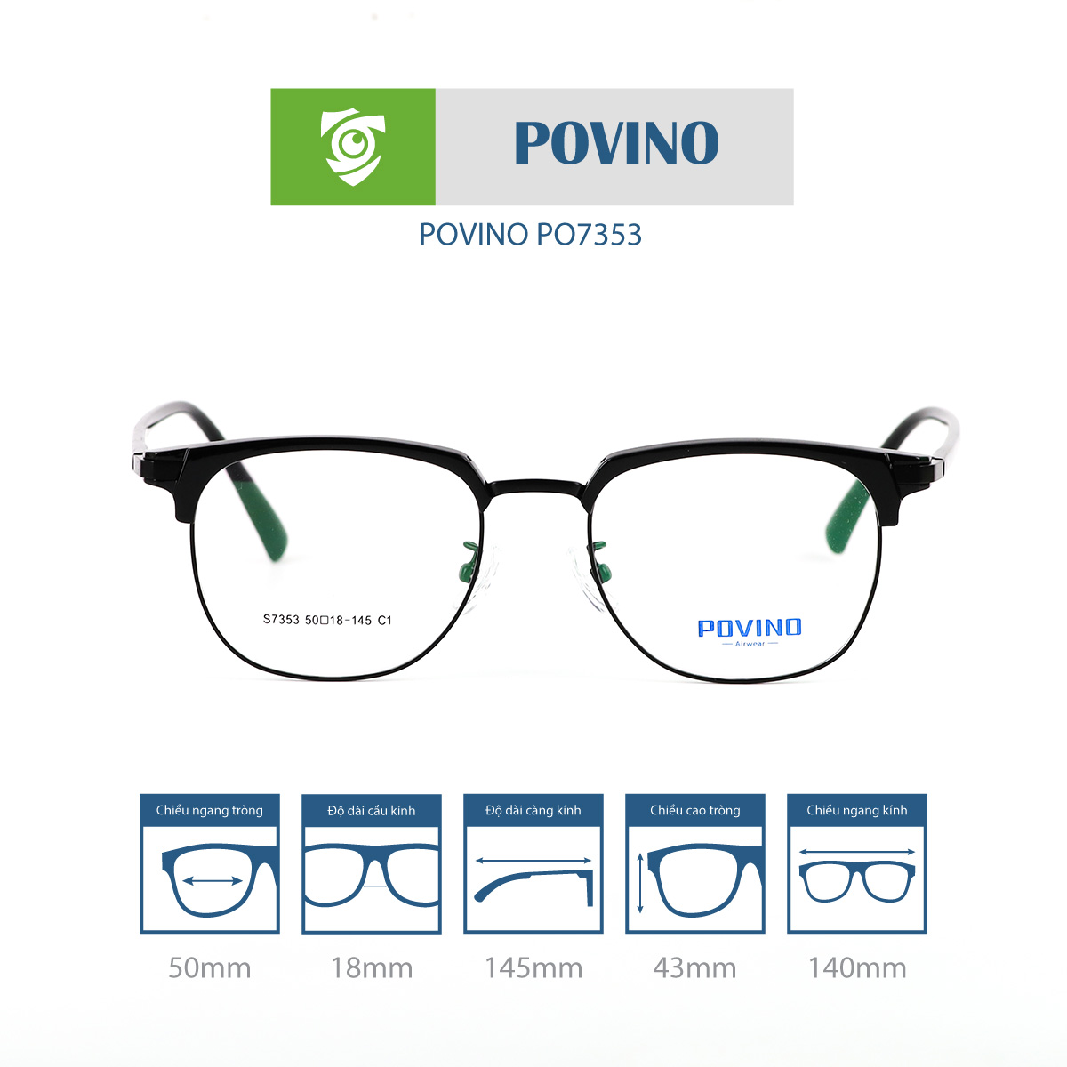 Gọng kính POVINO PO7353