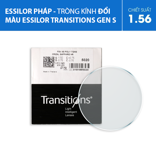 Tròng kính đổi màu Essilor Transitions Gen S